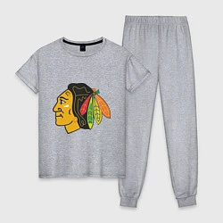 Пижама хлопковая женская Chicago Blackhawks, цвет: меланж