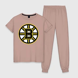 Пижама хлопковая женская Boston Bruins, цвет: пыльно-розовый