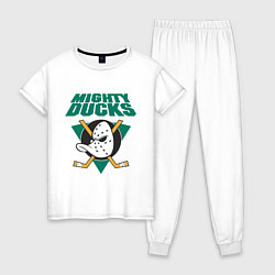 Пижама хлопковая женская Anaheim Mighty Ducks, цвет: белый