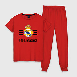 Пижама хлопковая женская Real Madrid Lines, цвет: красный