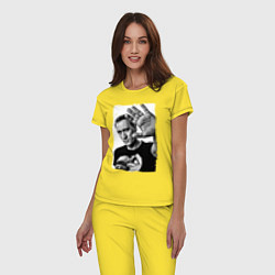 Пижама хлопковая женская Paul van Dyk: Retro style, цвет: желтый — фото 2