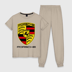 Пижама хлопковая женская Porsche Stuttgart, цвет: миндальный