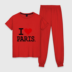Пижама хлопковая женская I love Paris, цвет: красный