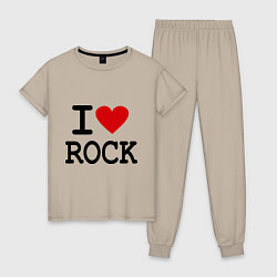 Пижама хлопковая женская I love Rock, цвет: миндальный