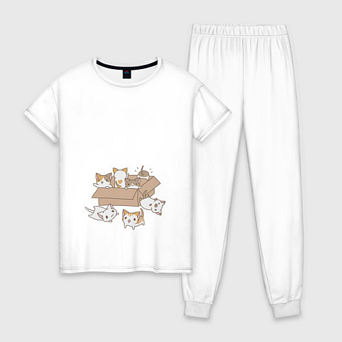 Женская пижама Котики в коробке / Белый – фото 1