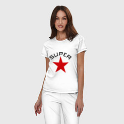 Пижама хлопковая женская Super Star, цвет: белый — фото 2