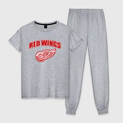 Пижама хлопковая женская Detroit Red Wings, цвет: меланж