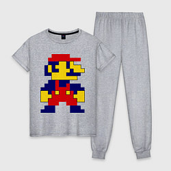 Пижама хлопковая женская Pixel Mario, цвет: меланж