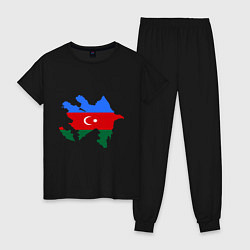 Пижама хлопковая женская Azerbaijan map, цвет: черный