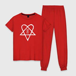 Пижама хлопковая женская HIM: Heartagram, цвет: красный