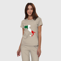 Пижама хлопковая женская Италия (Italy), цвет: миндальный — фото 2