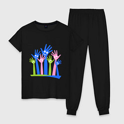 Пижама хлопковая женская Hands Up, цвет: черный
