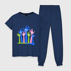 Пижама хлопковая женская Hands Up, цвет: тёмно-синий