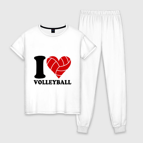 Женская пижама I love volleyball - Я люблю волейбол / Белый – фото 1