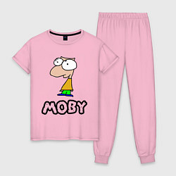 Пижама хлопковая женская Moby цвета светло-розовый — фото 1