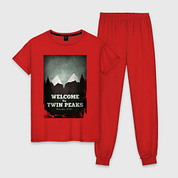 Пижама хлопковая женская Welcome to Twin Peaks, цвет: красный