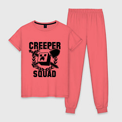 Пижама хлопковая женская Creeper Squad, цвет: коралловый