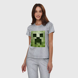 Пижама хлопковая женская Мinecraft creeper, цвет: меланж — фото 2