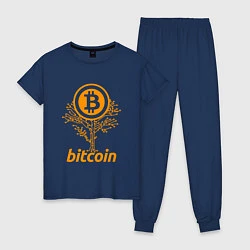 Пижама хлопковая женская Bitcoin Tree, цвет: тёмно-синий