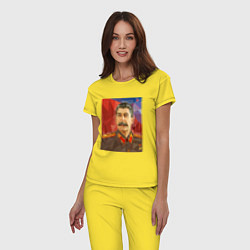 Пижама хлопковая женская Сталин: полигоны, цвет: желтый — фото 2