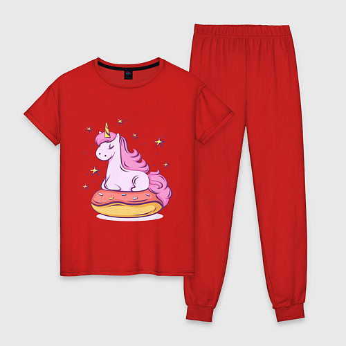 Женская пижама Единорог на пончике / Красный – фото 1
