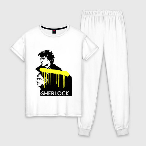 Женская пижама Sherlock: Yellow line / Белый – фото 1