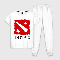 Пижама хлопковая женская Dota 2: Logo, цвет: белый