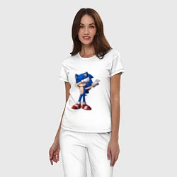 Пижама хлопковая женская Sonic dab, цвет: белый — фото 2