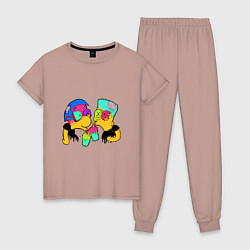 Пижама хлопковая женская Bart & Milhous Dope, цвет: пыльно-розовый