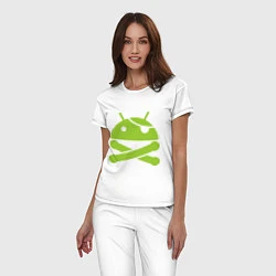 Пижама хлопковая женская Android super user, цвет: белый — фото 2