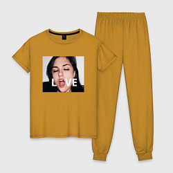 Пижама хлопковая женская Sasha Grey LOVE, цвет: горчичный