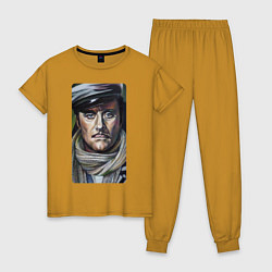Пижама хлопковая женская Остап Бендер: портрет, цвет: горчичный