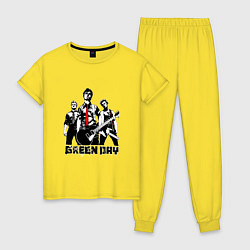 Пижама хлопковая женская Группа Green Day, цвет: желтый