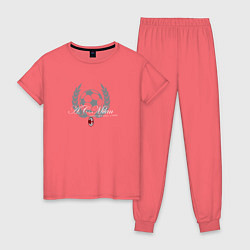 Пижама хлопковая женская AC Milan - Since 1899 NEW 2022, цвет: коралловый