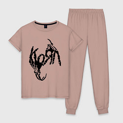 Пижама хлопковая женская Korn bones, цвет: пыльно-розовый