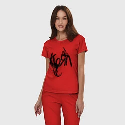 Пижама хлопковая женская Korn bones, цвет: красный — фото 2
