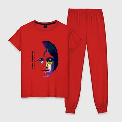 Пижама хлопковая женская John Lennon: Techno, цвет: красный