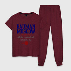 Пижама хлопковая женская Bauman STU, цвет: меланж-бордовый