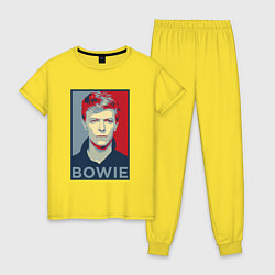 Пижама хлопковая женская Bowie Poster, цвет: желтый