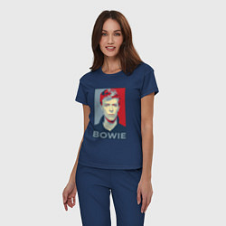 Пижама хлопковая женская Bowie Poster, цвет: тёмно-синий — фото 2