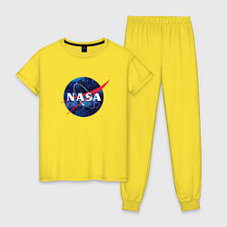 Пижама хлопковая женская NASA: Cosmic Logo, цвет: желтый