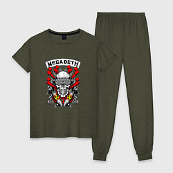 Пижама хлопковая женская Megadeth Rocker, цвет: меланж-хаки