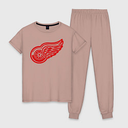 Пижама хлопковая женская Detroit Red Wings: Pavel Datsyuk, цвет: пыльно-розовый