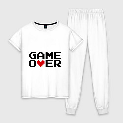 Пижама хлопковая женская Game over 8 bit, цвет: белый