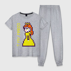 Пижама хлопковая женская Принцесса Марио парная, цвет: меланж