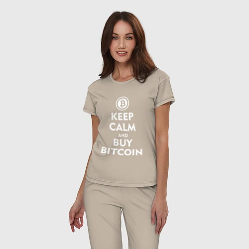 Женская пижама Keep Calm & Buy Bitcoin / Миндальный – фото 3