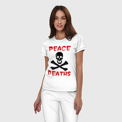 Пижама хлопковая женская Peace deaths или просто пи!!!дец, цвет: белый — фото 2