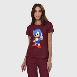 Пижама хлопковая женская Classic Sonic, цвет: меланж-бордовый — фото 2