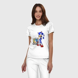 Пижама хлопковая женская Sonic TV, цвет: белый — фото 2