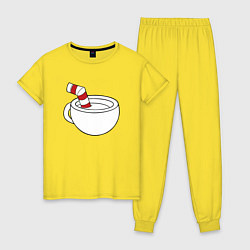 Пижама хлопковая женская Red Cuphead, цвет: желтый